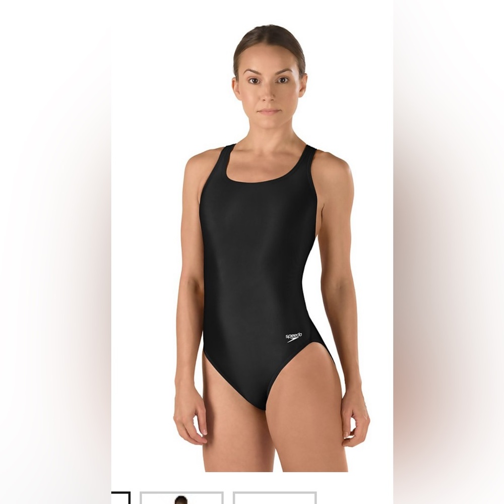 Speedo Women's Solid Super Proback One Piece Black Black One Piece Swimsuit NWT